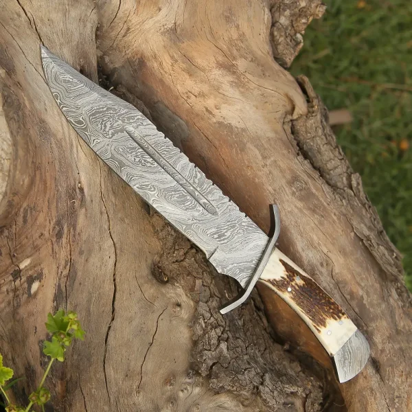 15-handmade-damascus-steel-bowie-knife-full-tang-stag-antler-handle