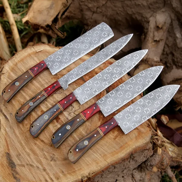 5 Pieces Handmade J2 Steel Chef Set - 5 Piece Kitchen Knives Set