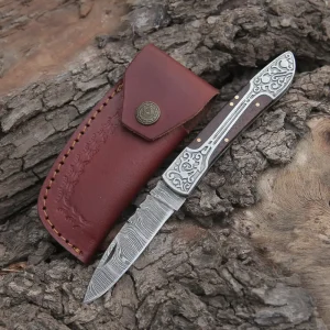 8-handmade-dark-wood-handle-folding-pocket-knife-with-engraved-frame-work