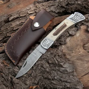 back-lock-9-handmade-damascus-steel-pocket-knife-stag-antler-handle-engraved-clips-folding