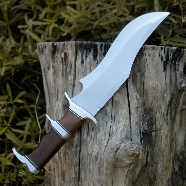 Bowie Knife - Handmade Fix Blade Hunting Knife - Semi Stainless Steel - Rose Wood Handle