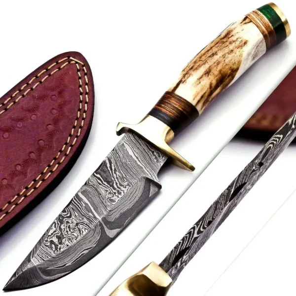 custom-hand-forged-damascus-steel-hunting-brass-guard-knife-stag-handle