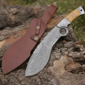 custom-hand-made-forged-damascus-steel-hunting-kukri-knife