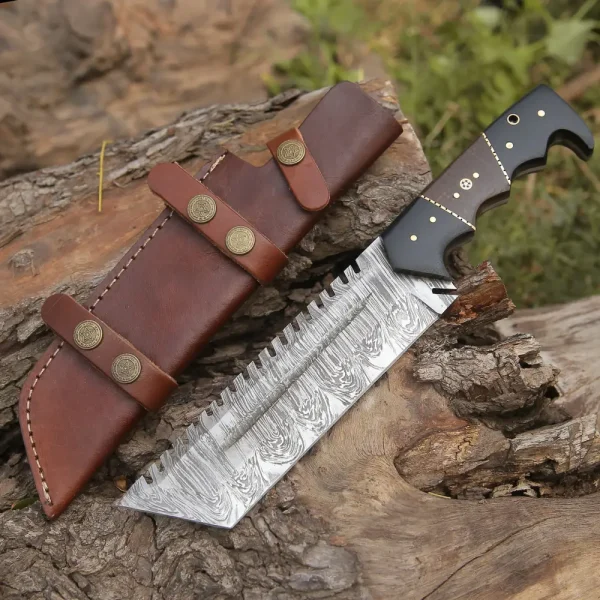 Custom HANDMADE FORGED DAMASCUS Steel Hunting Tracker Fix Blade Knife Full Tang