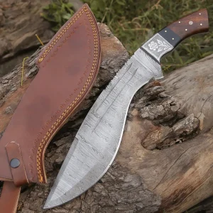 Custom Handmade Forged Damascus Steel Survival Hunting Bushcraft Kukri Knife