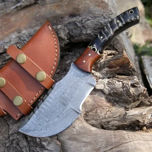 Handmade Damascus Steel Hunting Tracker Knife With Ram Horn & Cocobolo Wood Handle