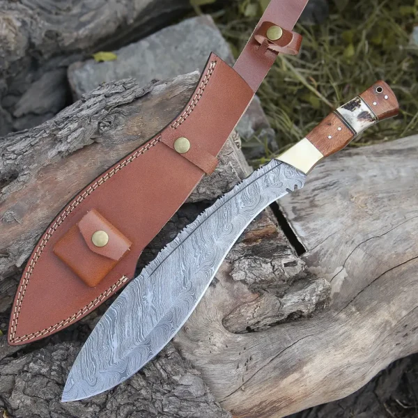 handmade-forged-damascus-steel-hunting-bushcraft-kukri-knife