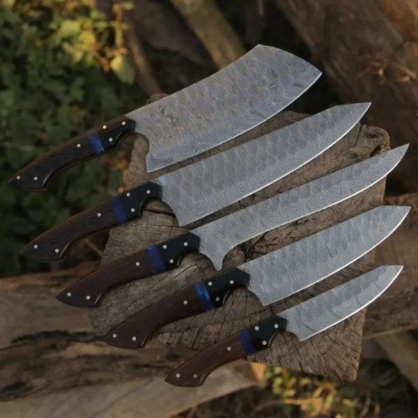 The Orchid - Handmade Damascus Chef Knife Set - 5 Pieces Forged Kitchen Knife Set