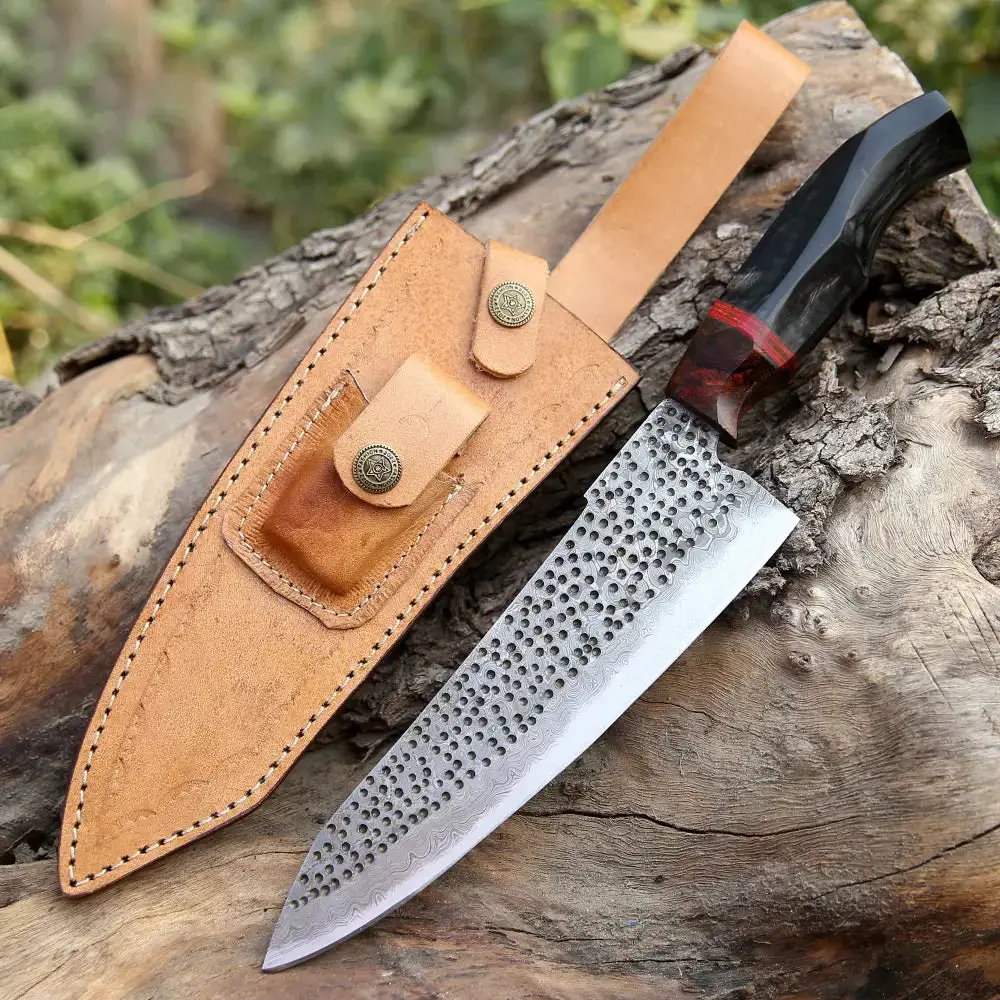 Handmade Damascus Steel Forged Chef Knife Horn & Wood Handle